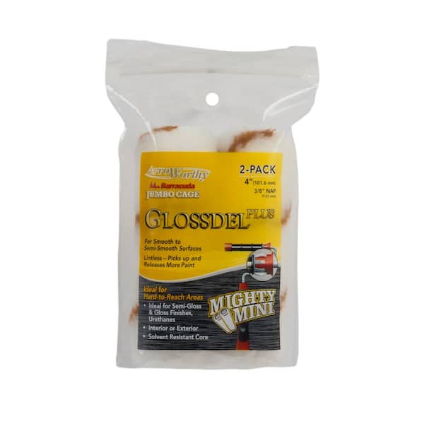 ArroWorthy 4 in. x 3/8 in. Jumbo Glossdel Plus Fabric Mini Roller & Frame Combo, 2 Pack