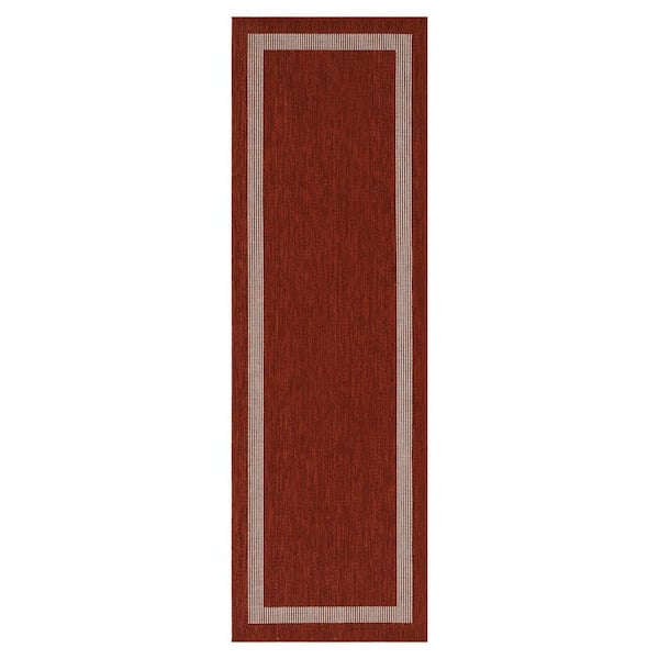 PLAYA RUG Azelia Red and Ivory 2 ft. x 8 ft. Indoor/Outdoor Area Rug