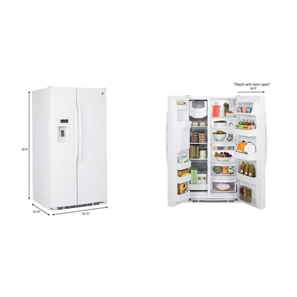 Ge 25 3 Cu Ft Side By Side Refrigerator In White Gss25gghww The Home Depot