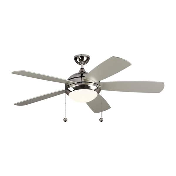Generation Lighting - Discus Classic 52 in. Integrated LED Indoor Polished Nickel Ceiling Fan with 3000K Light Kit