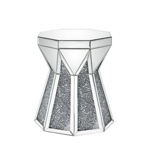 20 in. Silver Other Glass End Table with Geometric Base