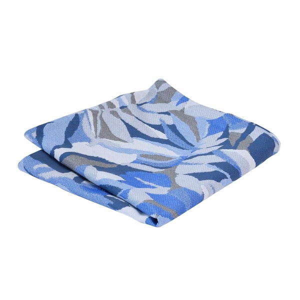 Astella Pacifica 24 in. x 24 in. Dewey Blue Square Outdoor Throw Pillow Cover