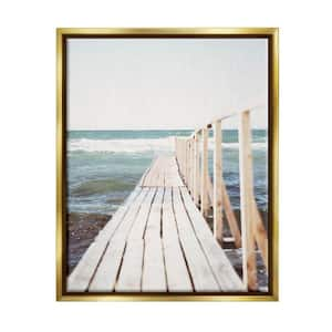 Waterfront Beach Dock Private Pier Photography by Leah Straatsma Floater Frame Nature Wall Art Print 21 in. x 17 in.