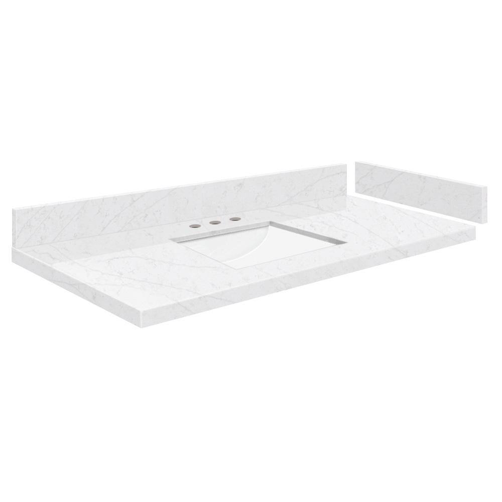Silestone 37 in. W x 22.25 in. D Quartz White Rectangular Single Sink Vanity Top in Statuario price history on PriceWatchPro