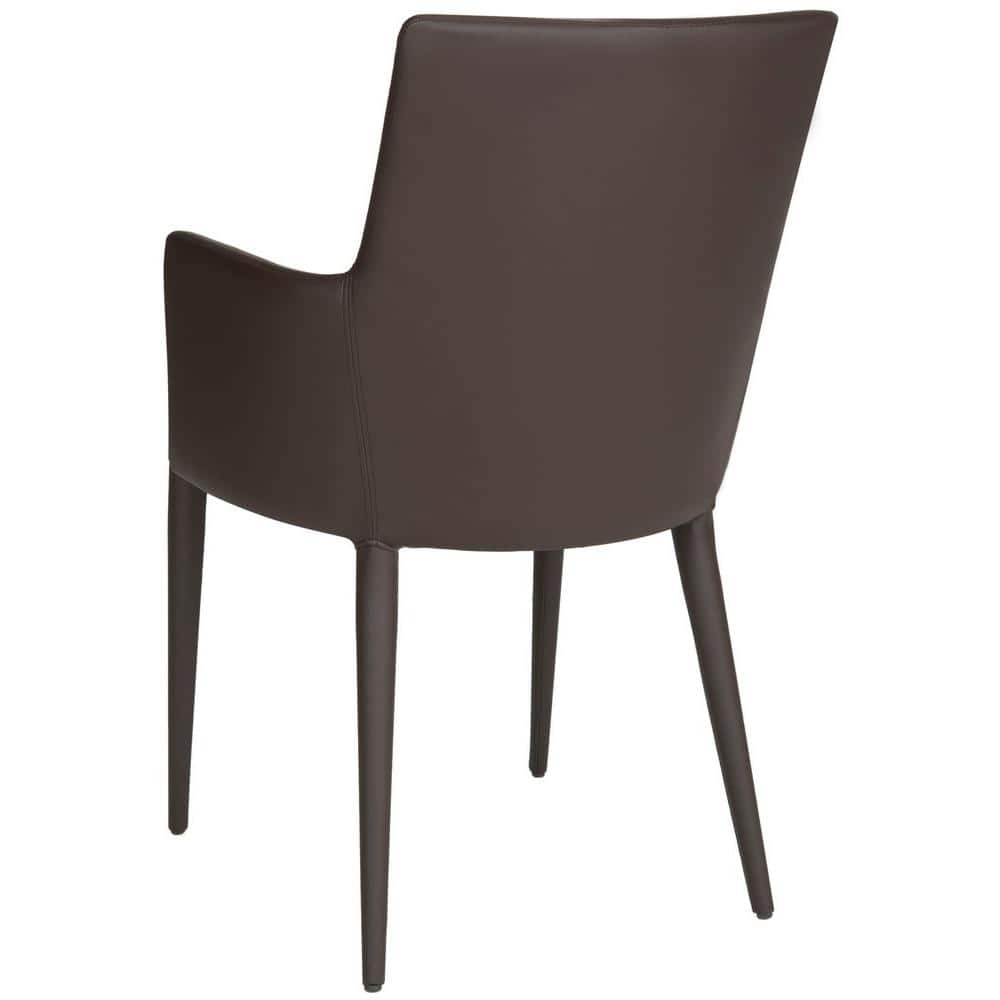 Transitional 24'' Faux Leather Metal Arm Chair in Brown