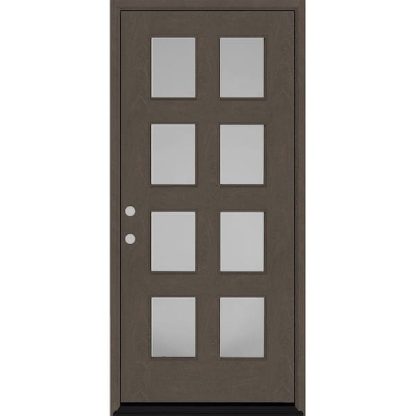Steves & Sons Regency 36 in. x 80 in. 8L Modern Clear Glass RHIS Ashwood Stained Fiberglass Prehung Front Door w/4 in. Jamb