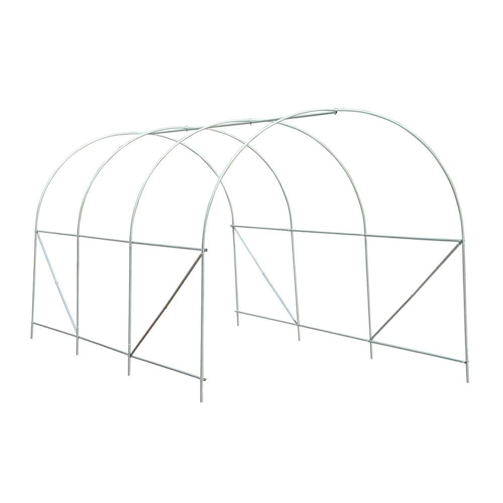 Outsunny White Steel Frame Walk-In Tunnel Greenhouse with Roll-Up Door