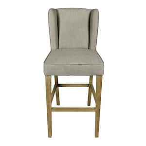 30 in. Gray High Back Wood Bar Chair with Fabric Seat