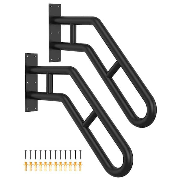 25.8 in. Outdoor Grab Bar Frossvt Wall Mount Handrail for Garage Porch Garden 1 to 3 Steps Stairs, Black (2-Pack)