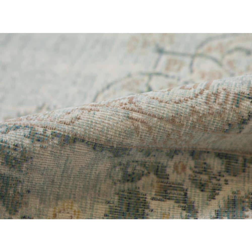 Sea Green Medallion Polyester Rectangular Area Rug 5'3" x 7'3"