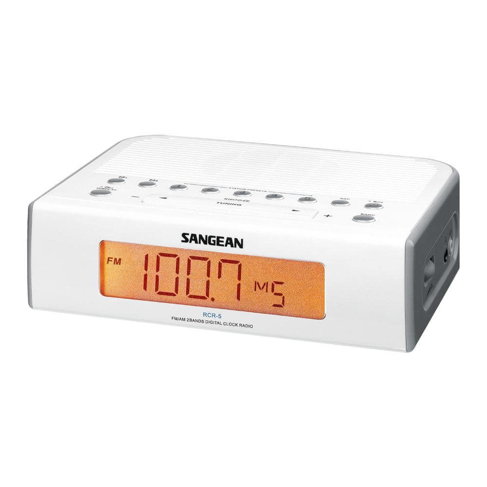 Intrekking Rubber maïs Sangean FM/AM Digital Tuning Alarm Clock Radio (White) RCR-5 - The Home  Depot