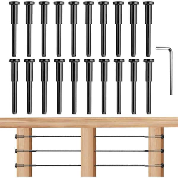 2.6 in. Invisible Cable Railing Kit T316 Stainless Steel Hardware with Receivers and Swage Stud End 20 Pack