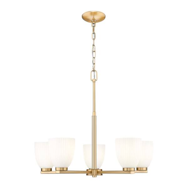 Naya 5 light Modern Gold Chandelier for Indoor Use with No Bulbs Included