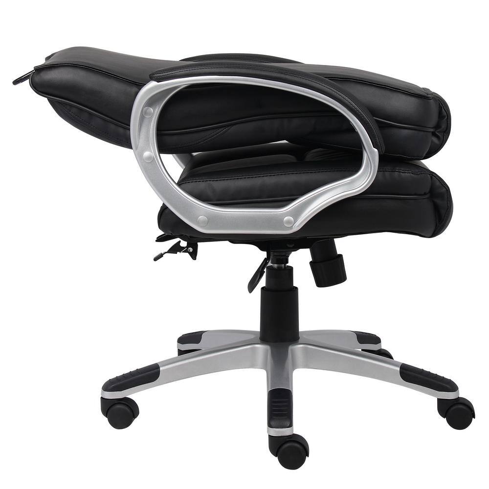 Ergonomic High-Back Swivel Executive Chair in Black LeatherPlus