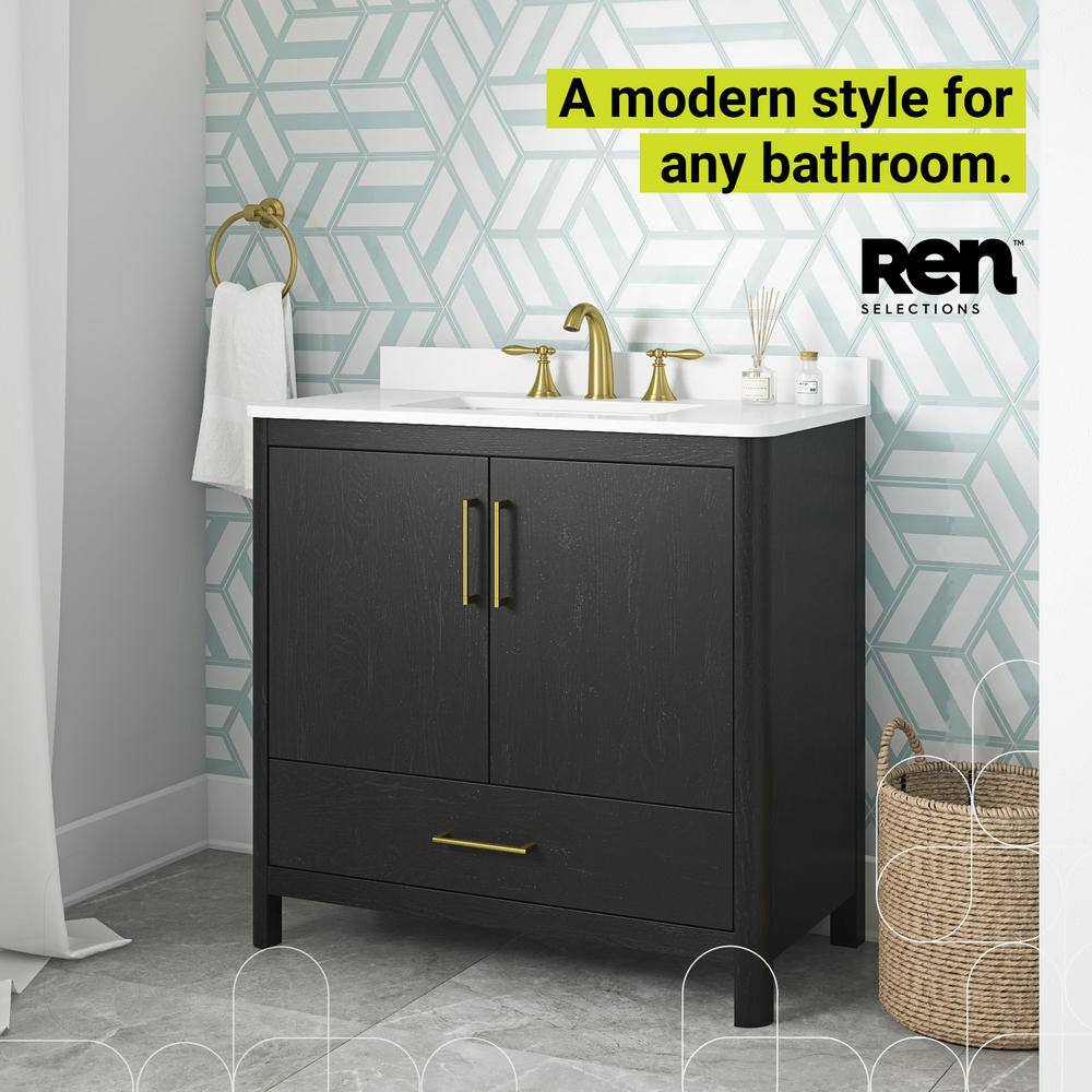 Dario 36" Ebony Wood Freestanding Bathroom Vanity with Marble Countertop