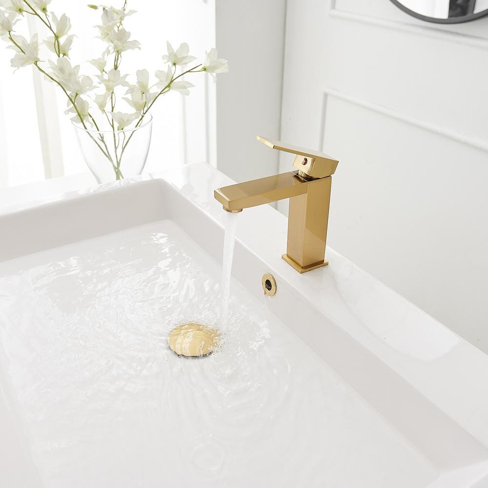 Brushed Gold Stainless Steel Single-Handle Bathroom Faucet