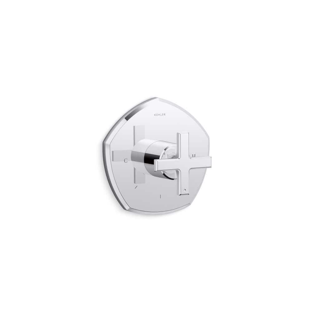Polished Chrome Cross Handle Thermostatic Valve Trim