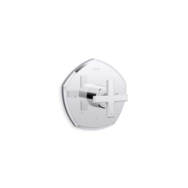 KOHLER Occasion Cross 1-Handle Tub and Shower Faucet Trim in Polished Chrome with Thermostatic Control