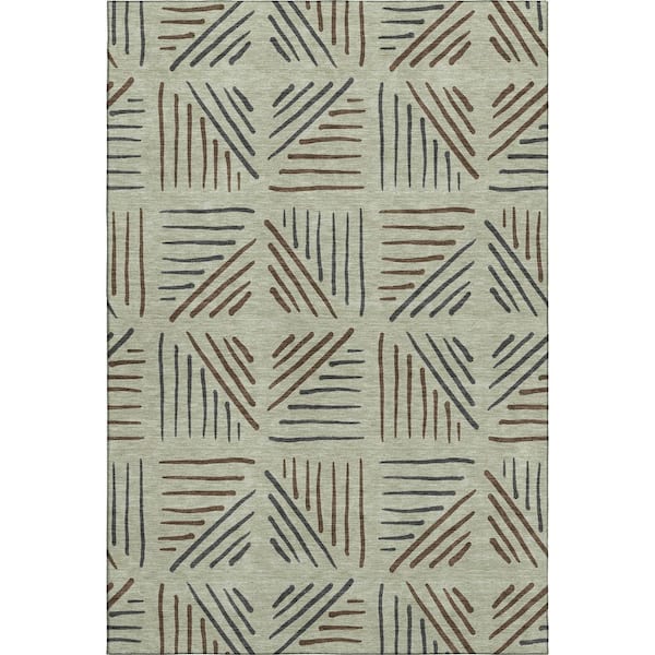 Mayfield Premium Machine Washable Abstract AMF2413 Celery 10 ft. x 14 ft. Area Rug