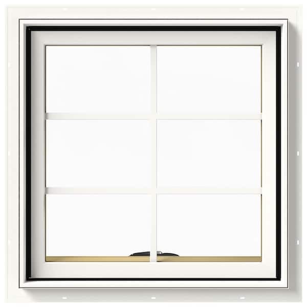 JELD-WEN 24 in. x 24 in. W-2500 Series White Painted Clad Wood Awning Window w/ Natural Interior and Screen