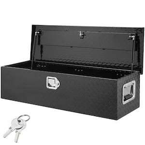 39 in. L x 13 in. W x 10 in. H Top Mount Truck Tool Box Aluminum Bar Tread Tool Box with 2 Keys for Pick Up Truck Bed