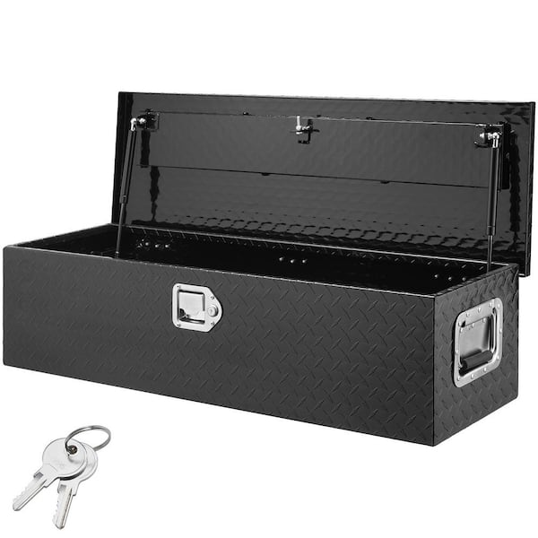 VEVOR 39 in. L x 13 in. W x 10 in. H Top Mount Truck Tool Box Aluminum Bar Tread Tool Box with 2 Keys for Pick Up Truck Bed