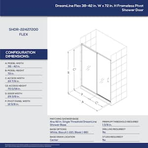 Flex 38 to 42 in. x 72 in. Framed Pivot Shower Door in Chrome