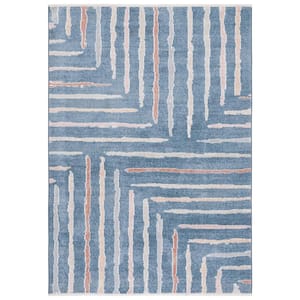 Blair Blue/Multi 4 ft. x 6 ft. Machine Washable Striped Area Rug