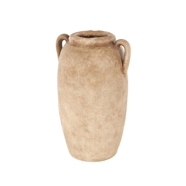 Litton Lane Copper Antique Style Textured Ceramic Decorative Vase with Handles