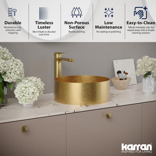 CCV200 14-1/4 in . Stainless Steel Vessel Bathroom Sink in Yellow