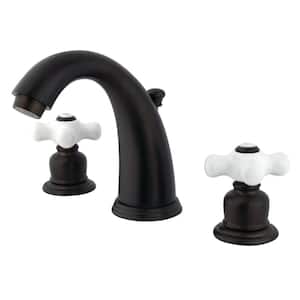 English Country 2-Handle 8 in. Widespread Bathroom Faucets with Plastic Pop-Up in Oil Rubbed Bronze