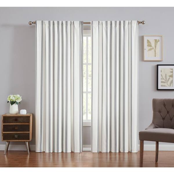 Truly Soft Ivory And Black Striped Rod, Black And Ivory Striped Curtains