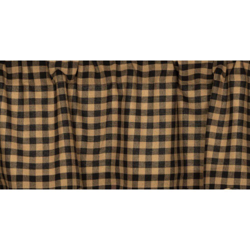 Black and Tan Checkered Scalloped Valance with Rod Pocket