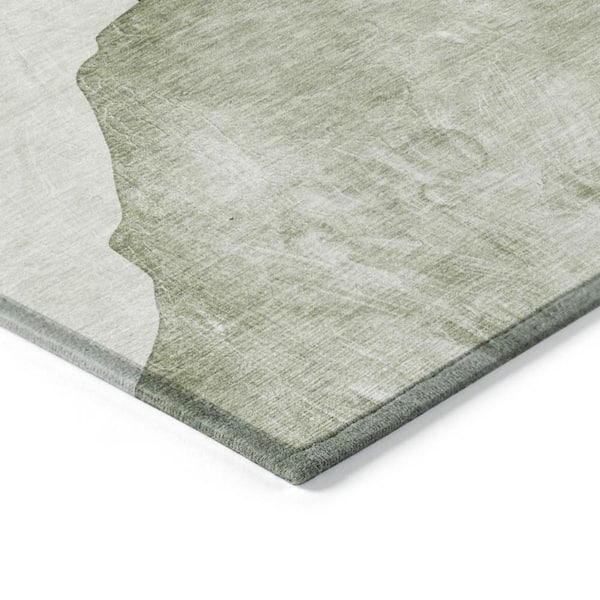 Green Black and Gray 5 ft. x 8 ft. Woven Abstract Rectangle Indoor/Outdoor Area Rug