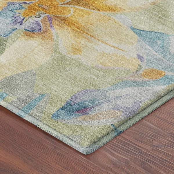 Mayfield Premium Machine Washable Abstract AMF2262 Aloe 10 ft. x 14 ft. Area Rug