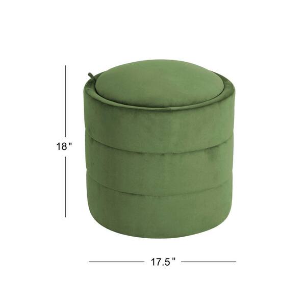 大割引 Homepop Green Velvet Round Storage Ottoman K8672-B228 - The トップス