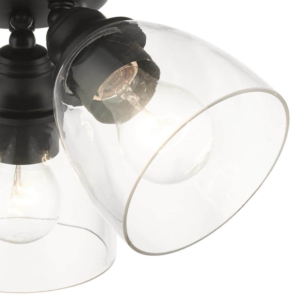 Montgomery Hand-Blown Glass 3-Light Black Flush Mount