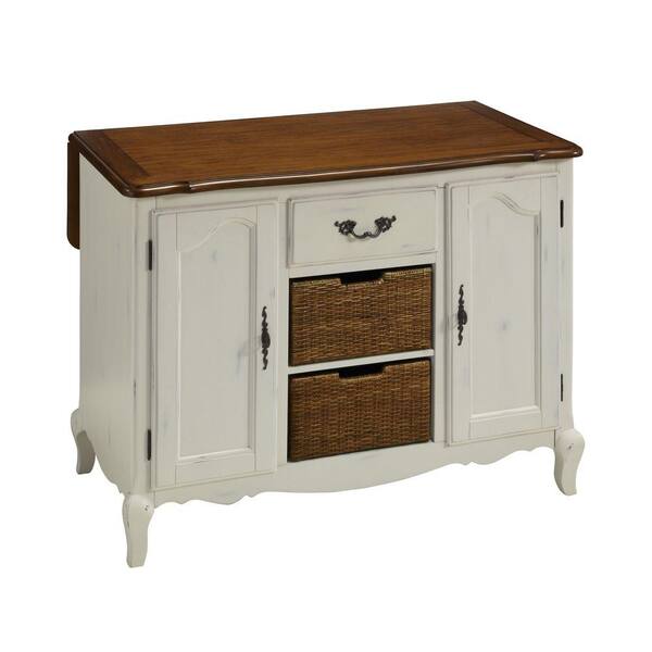 Home Styles French Countryside 48 in. W Drop Leaf Kitchen Island in Oak and Rubbed White