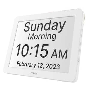 12 in. Digital Clock with Day and Date for Elderly, Clocks for Seniors Extra Large, White