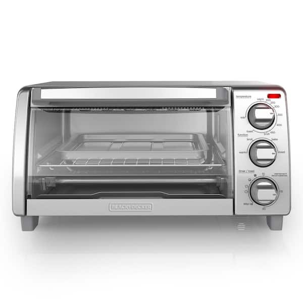BLACK+DECKER 1150-Watt 4-Slice Silver Stainless Steel Toaster Oven with Convection