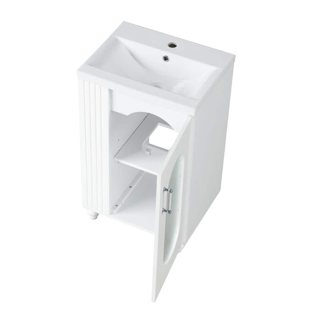 White MDF Freestanding Bathroom Vanity with Ceramic Sink