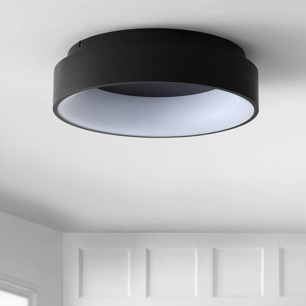 Black Drum 17.7" Integrated LED Flush Mount Ceiling Light