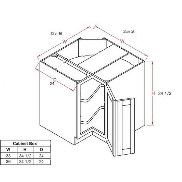 LIFEART CABINETRY Lancaster Shaker Assembled 36 in. x 34.5 in. x 24 in. Base Lazy Susan Cabinet in Stone Wash
