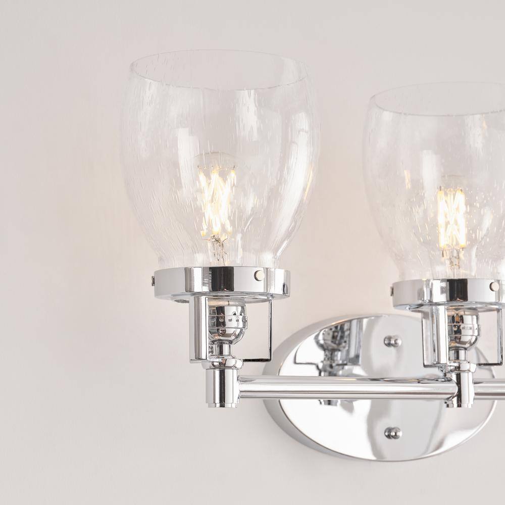 Chrome Clear Seeded Glass 3-Light Vanity Fixture