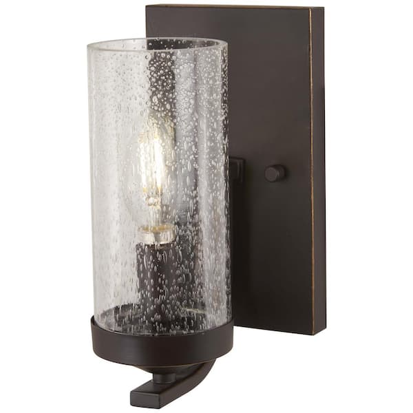 Minka Lavery Elyton 1-Light Downtown Bronze with Gold Highlights Bath Light with Clear Seedy Glass