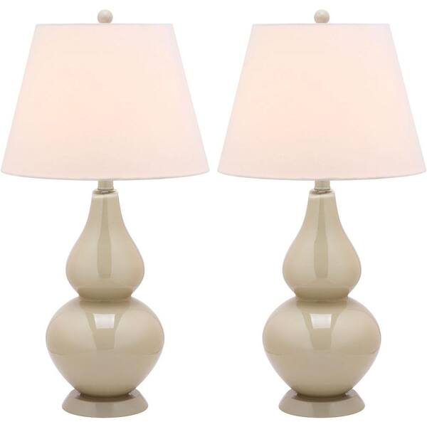 Safavieh Cybil 26.5 in. Taupe Double Gourd Glass Lamp (Set of 2)