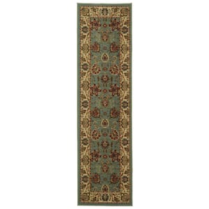 Ottohome Collection Traditional Floral Design 2 ft. x 5 ft. Runner Rug, Dark Seafoam Green