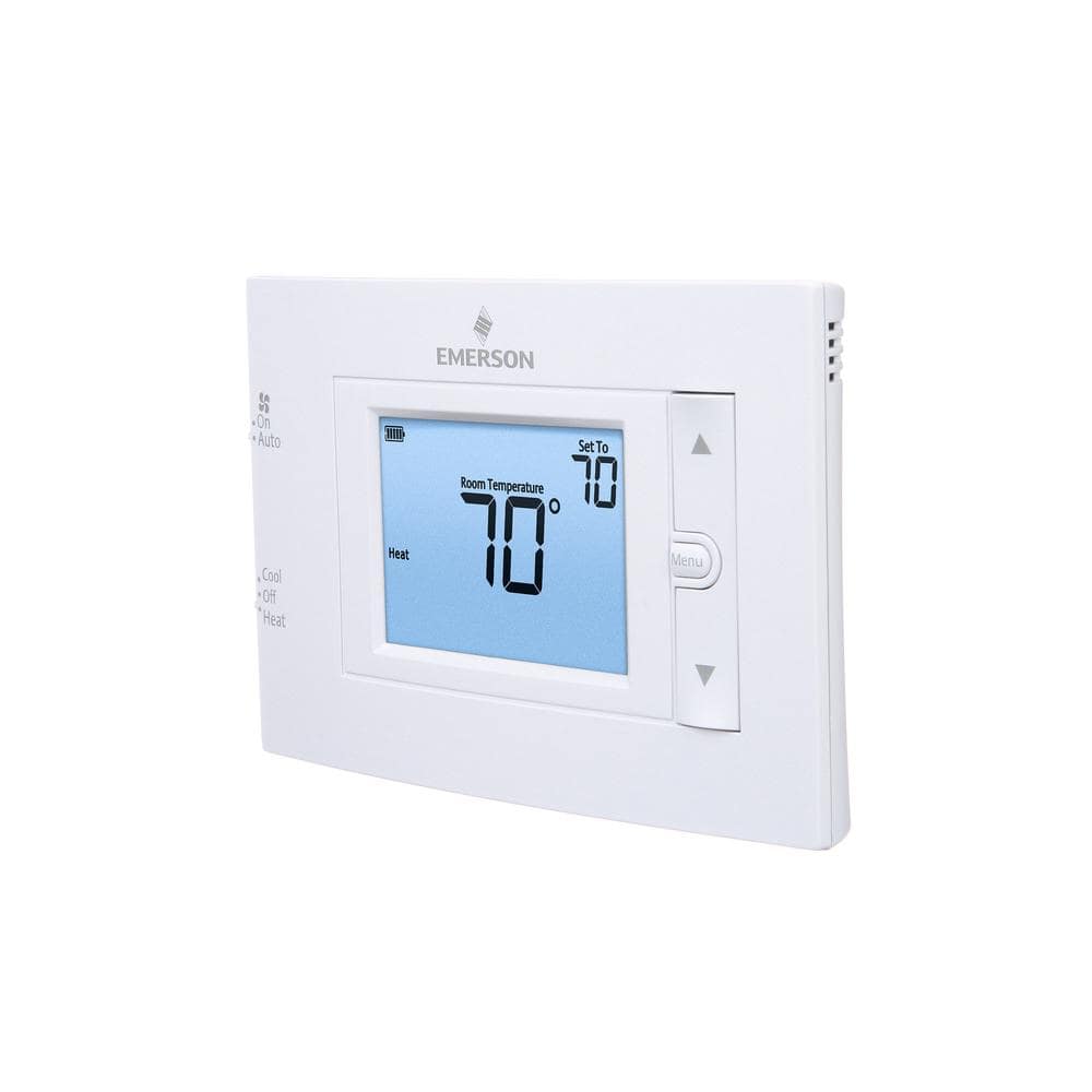 Emerson White Digital Non-Programmable Thermostat with Backlit Display