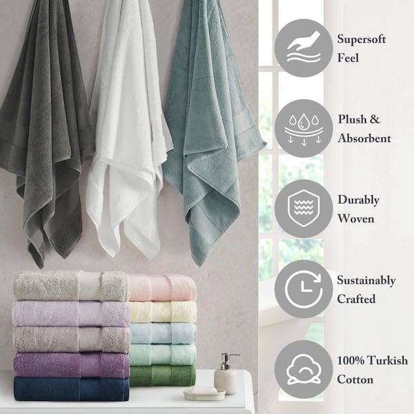 MADISON PARK Signature Turkish 6-Piece White Cotton Bath Towel Set