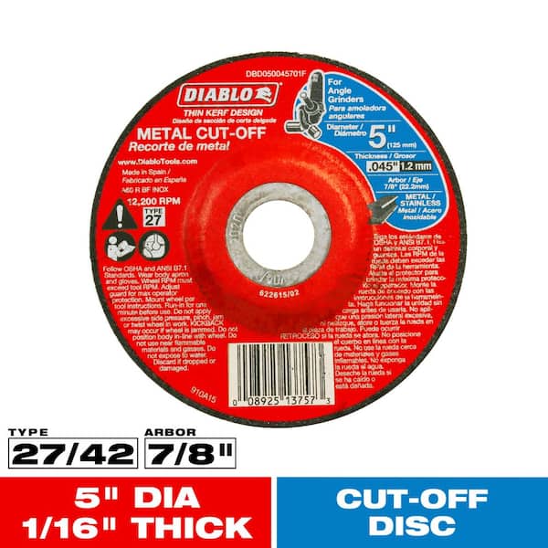 DIABLO Bonded 5 in. x 0.045 in. x 7/8 in. Metal Cutoff T27